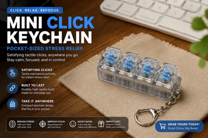 ClickCube Mechanical Switch Keychain | Premium Keyboard Fidget Toy
