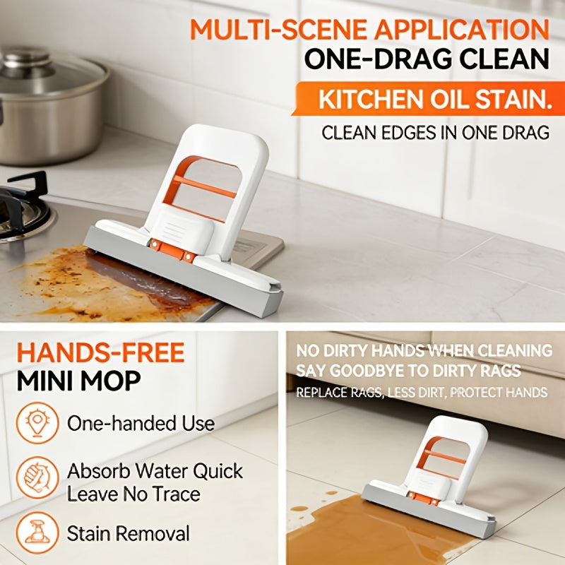 Portable Mini Folding Desktop Mop – Self-Squeeze Wet & Dry Cleaning Tool ✨
